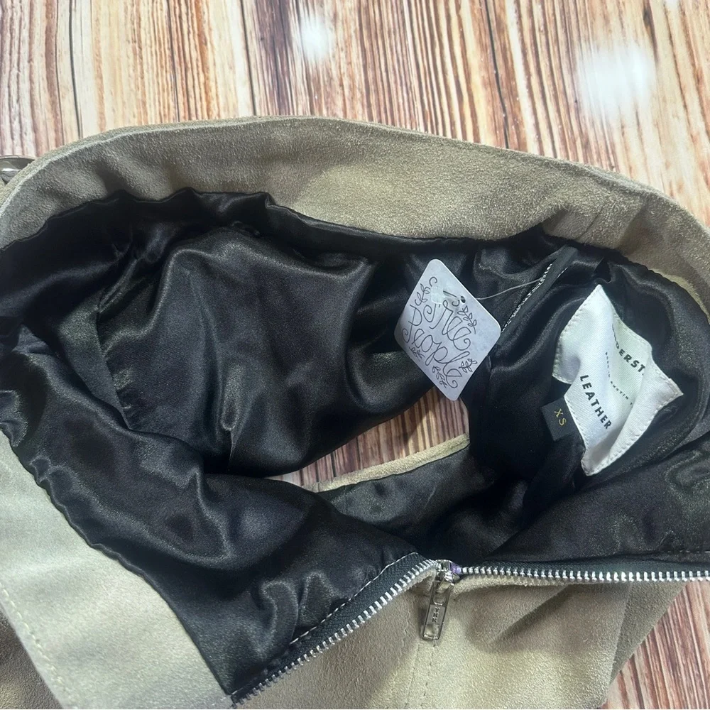 Free People Understated Leather Suede Buckle Mini Skirt Size XS